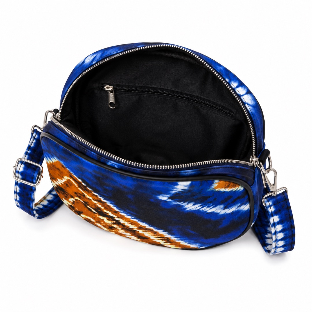 Luxury Blue Tie Dye Round Crossbody Bag