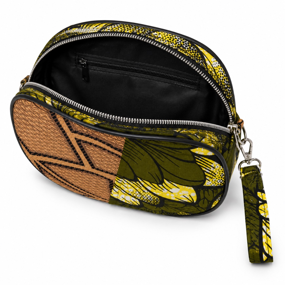 Luxury African Print Round Wristlet Bag