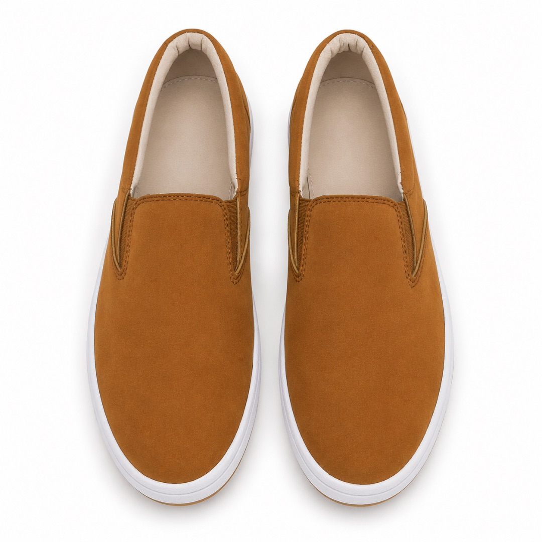 Mens Brown Casual Slip On Sneakers