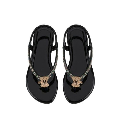 Womens Embellished T Strap Slingback Sandals