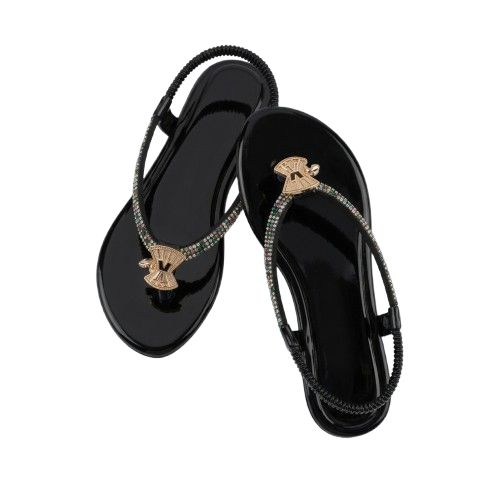 Womens Embellished T Strap Slingback Sandals
