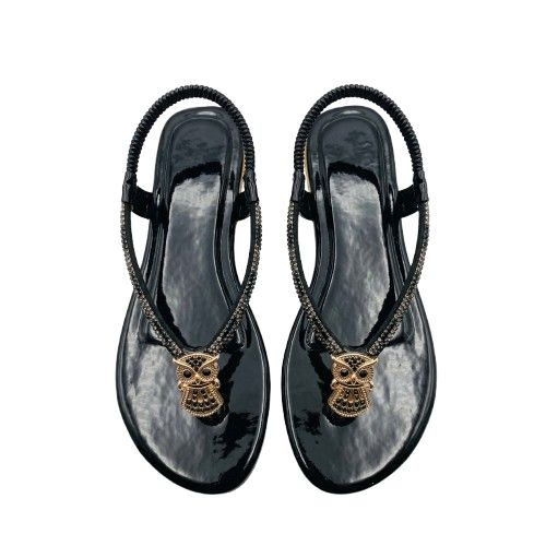 Womens Patent Low Wedge Slingback Sandals