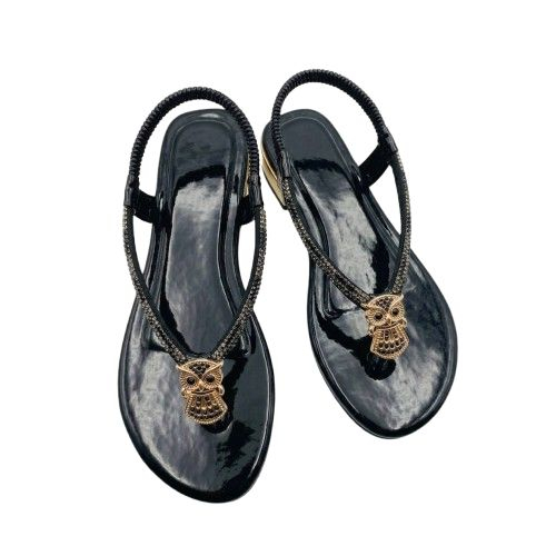 Womens Patent Low Wedge Slingback Sandals
