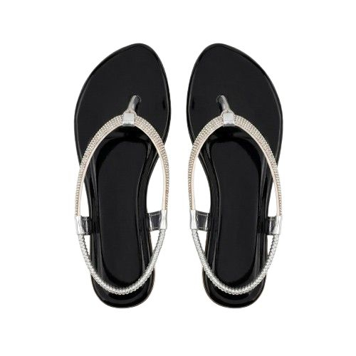 Embellished Sandals with Rhinestone Straps