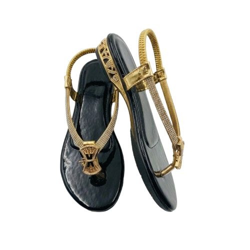 Womens Gold Embellished Sandals