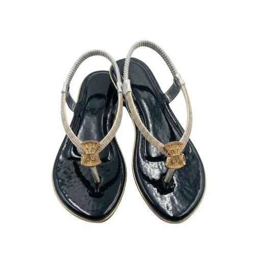 Womens Silver Embellished T Strap Slingback Sandals