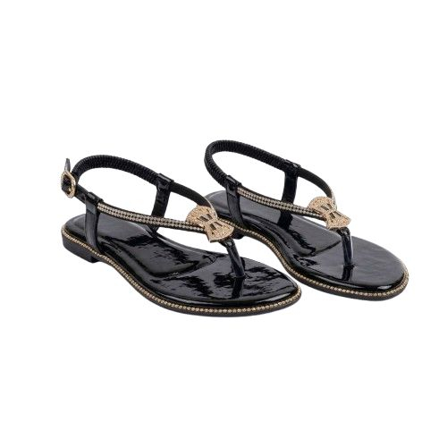 Black Embellished Sandals