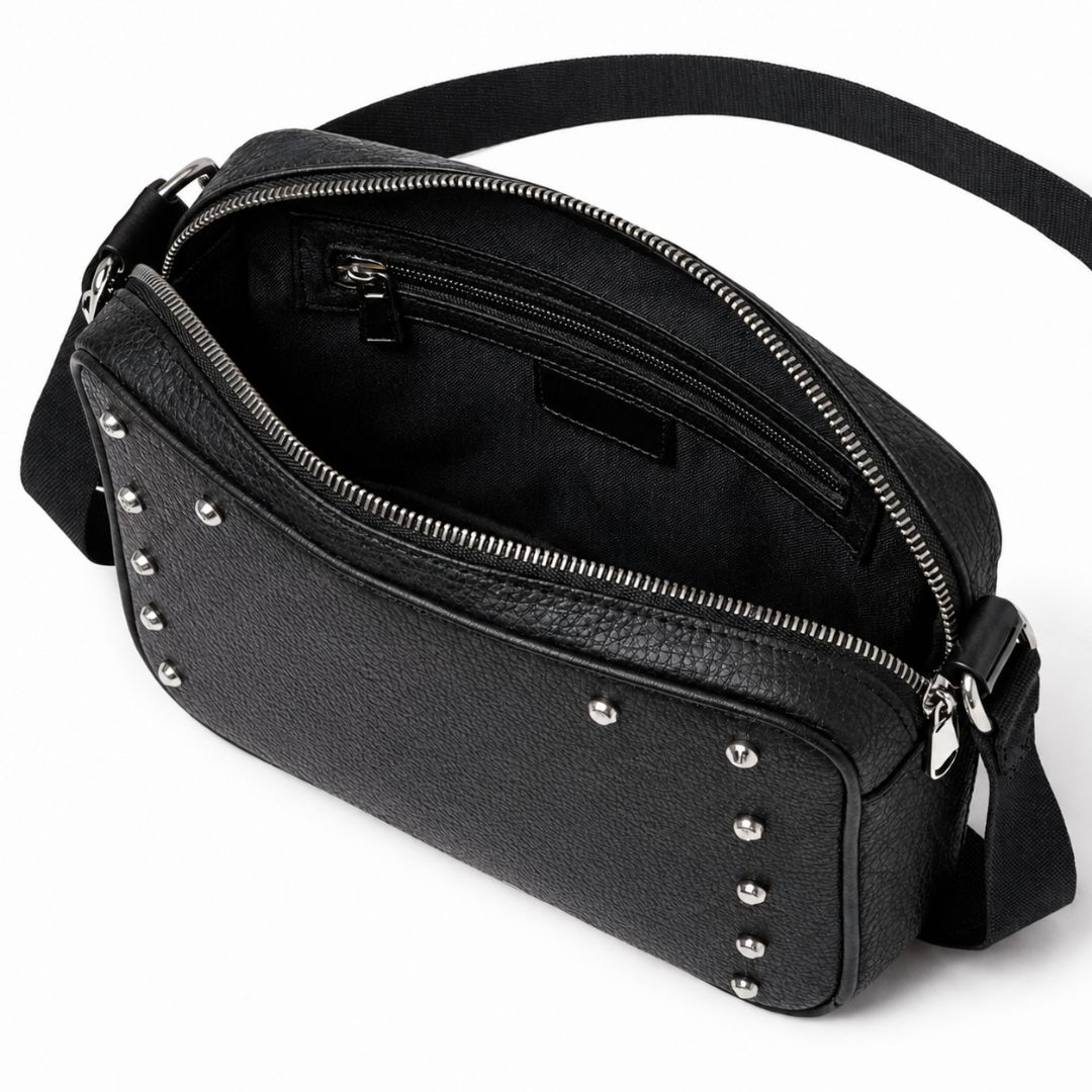 Black Embossed Monogram Crossbody Bag