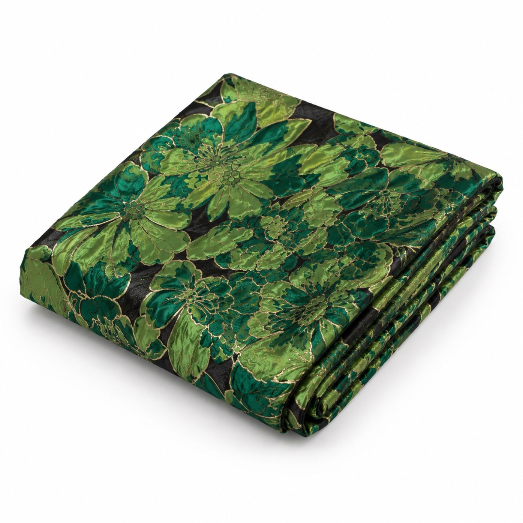 Luxury Green Floral Brocade Fabric Material