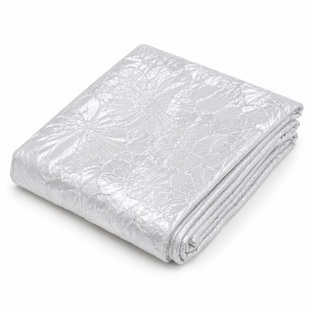Luxury White Floral Brocade Fabric Material