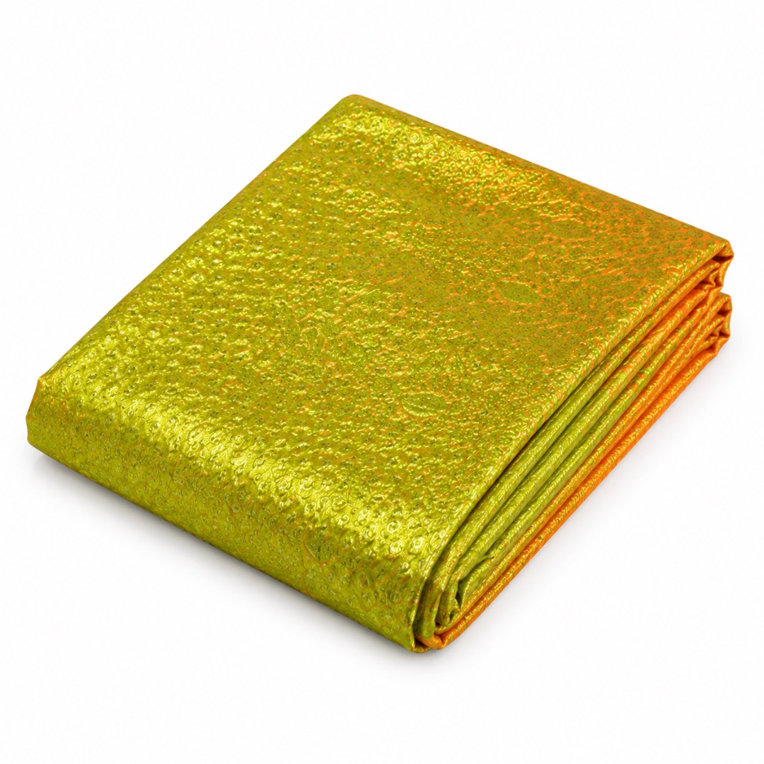 Luxury Gold and Orange Metallic Brocade Fabric Material