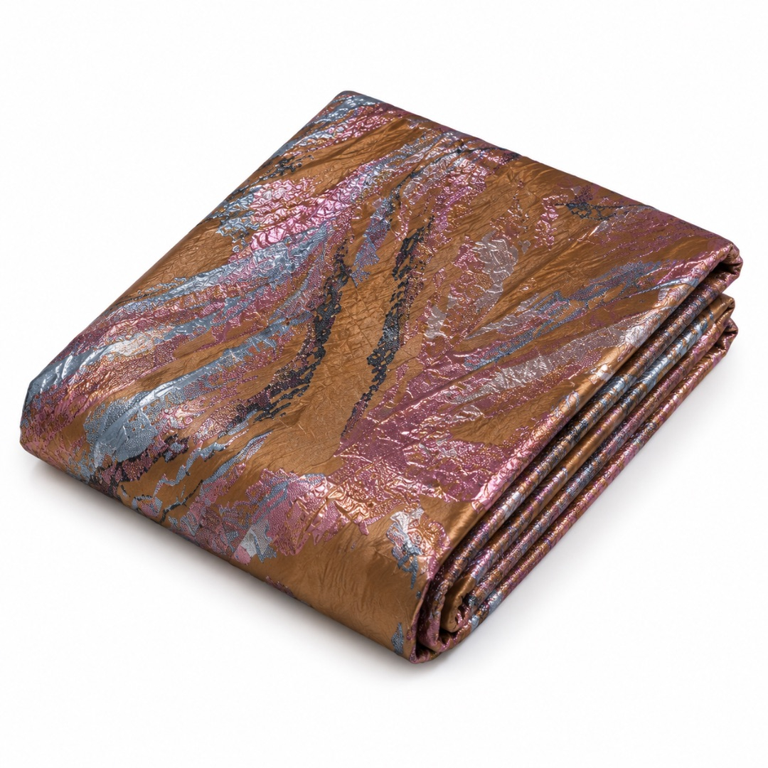 Luxury Bronze Abstract Metallic Brocade Fabric Material