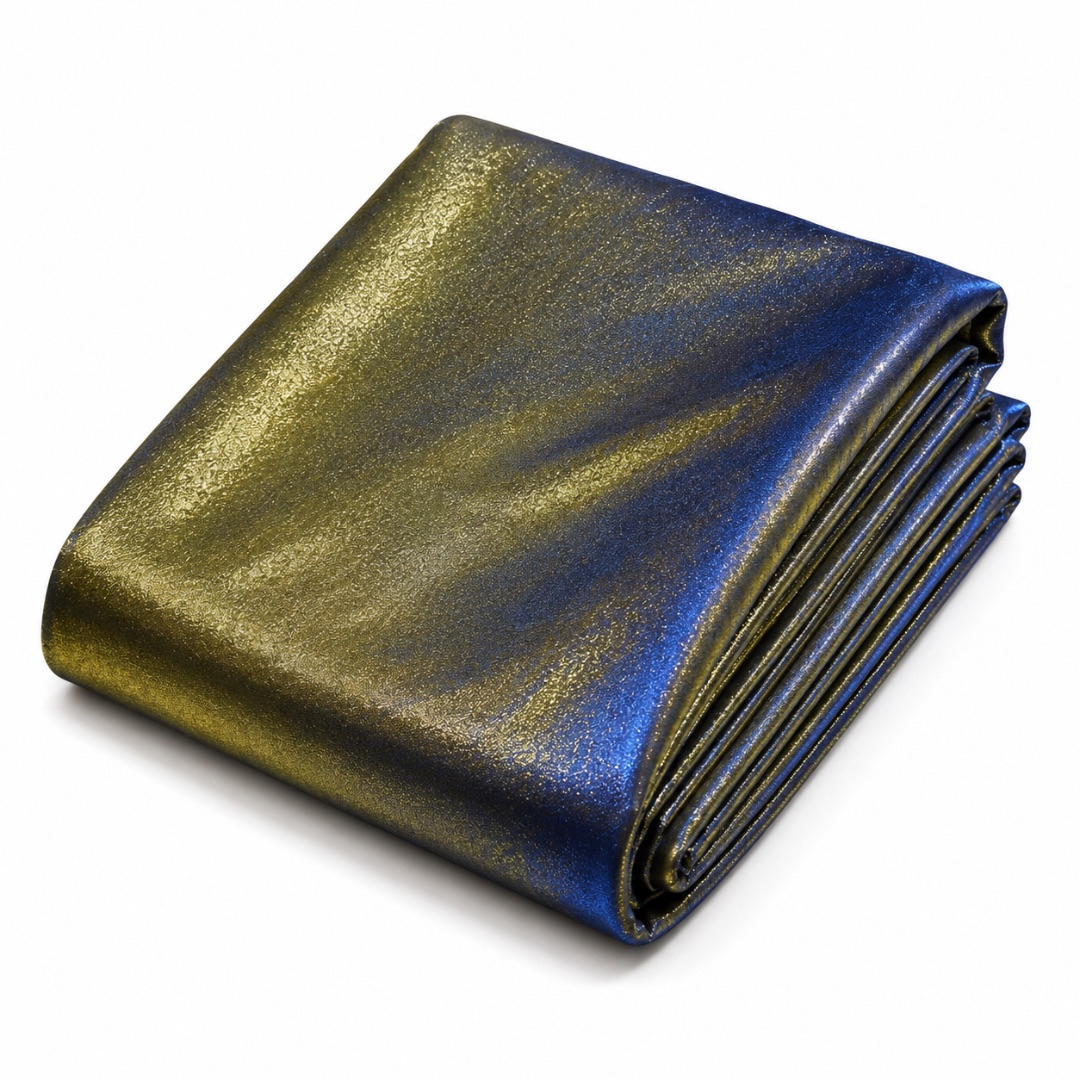 Luxury Blue and Gold Metallic Satin Fabric Material