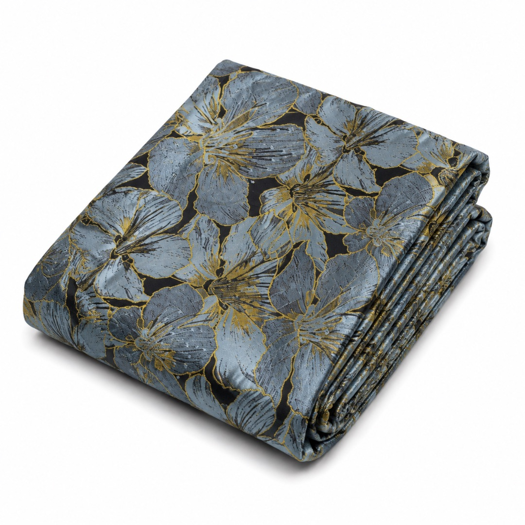 Luxury Dusty Blue Floral Brocade Fabric Material