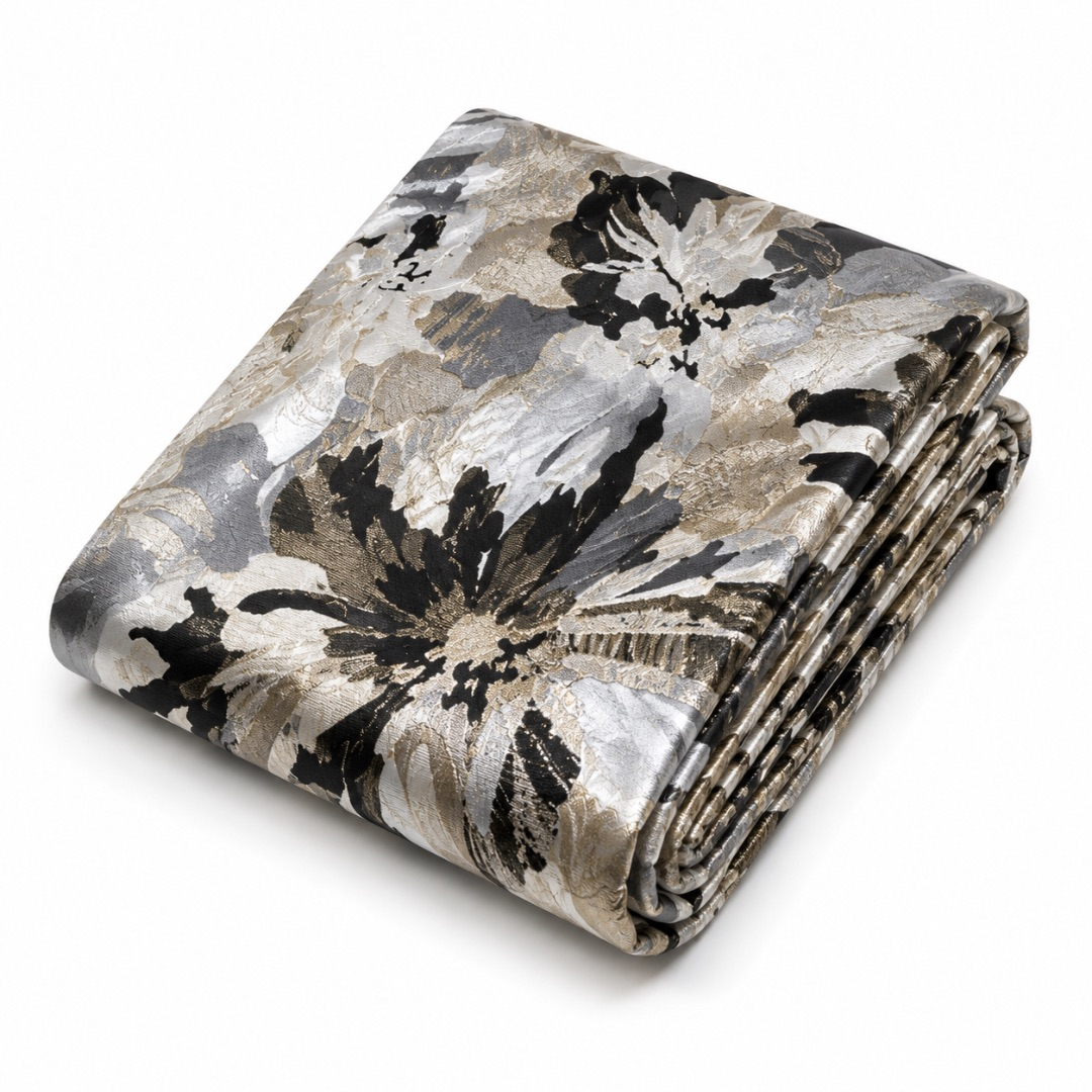 Luxury Beige Abstract Floral Brocade Fabric Material