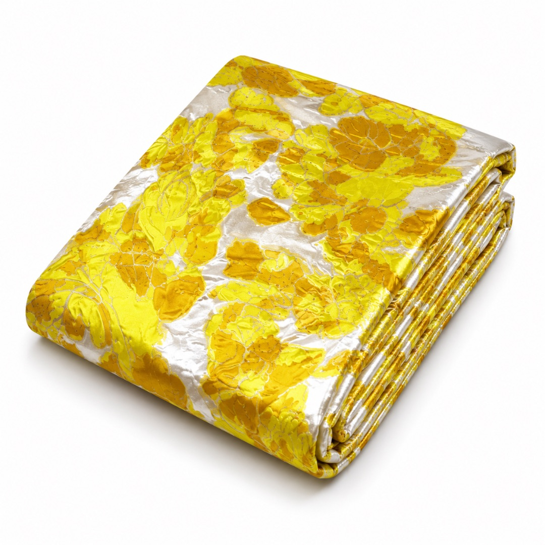 Luxury Yellow Floral Brocade Fabric Material