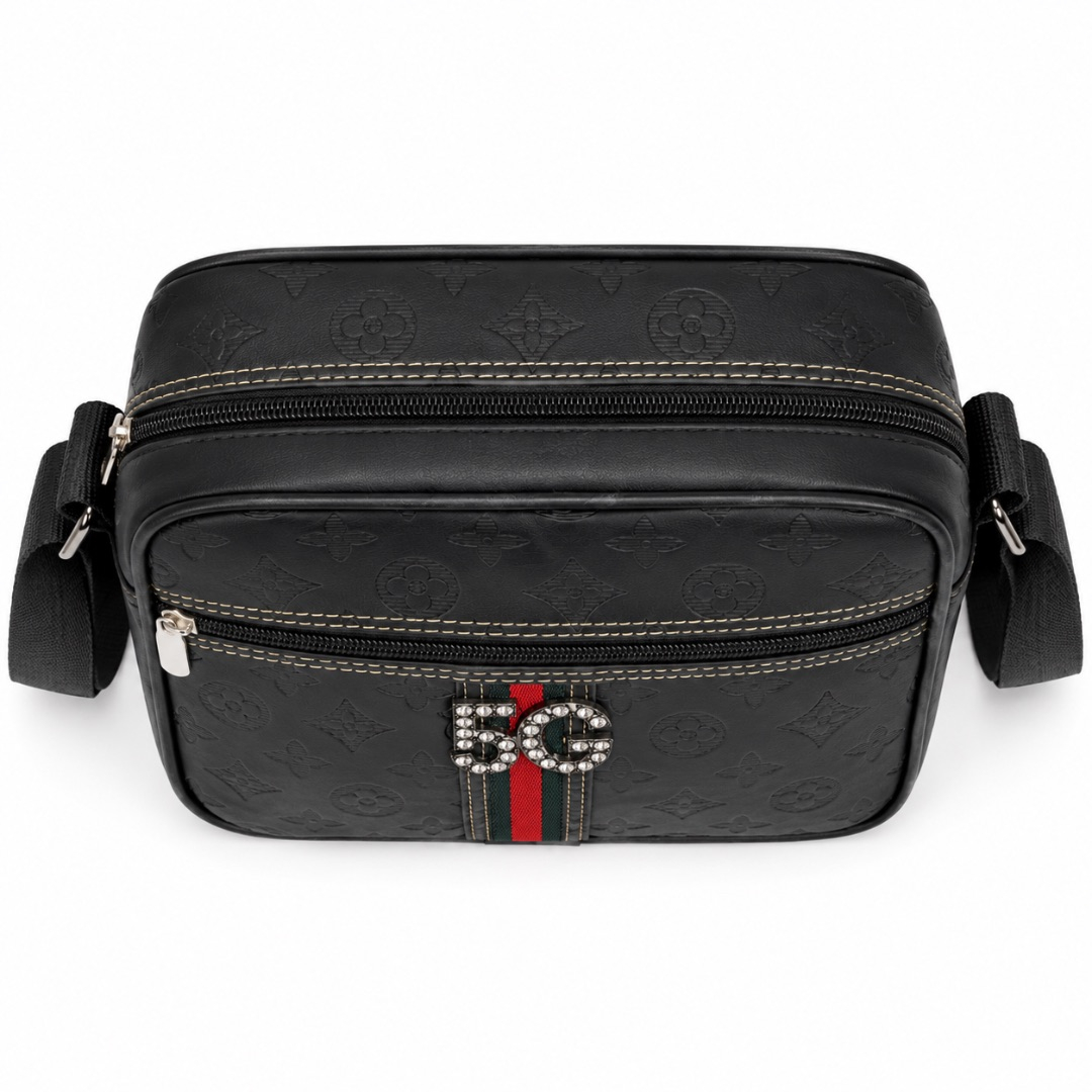 Luxury Black Monogram Crossbody Shoulder Bag