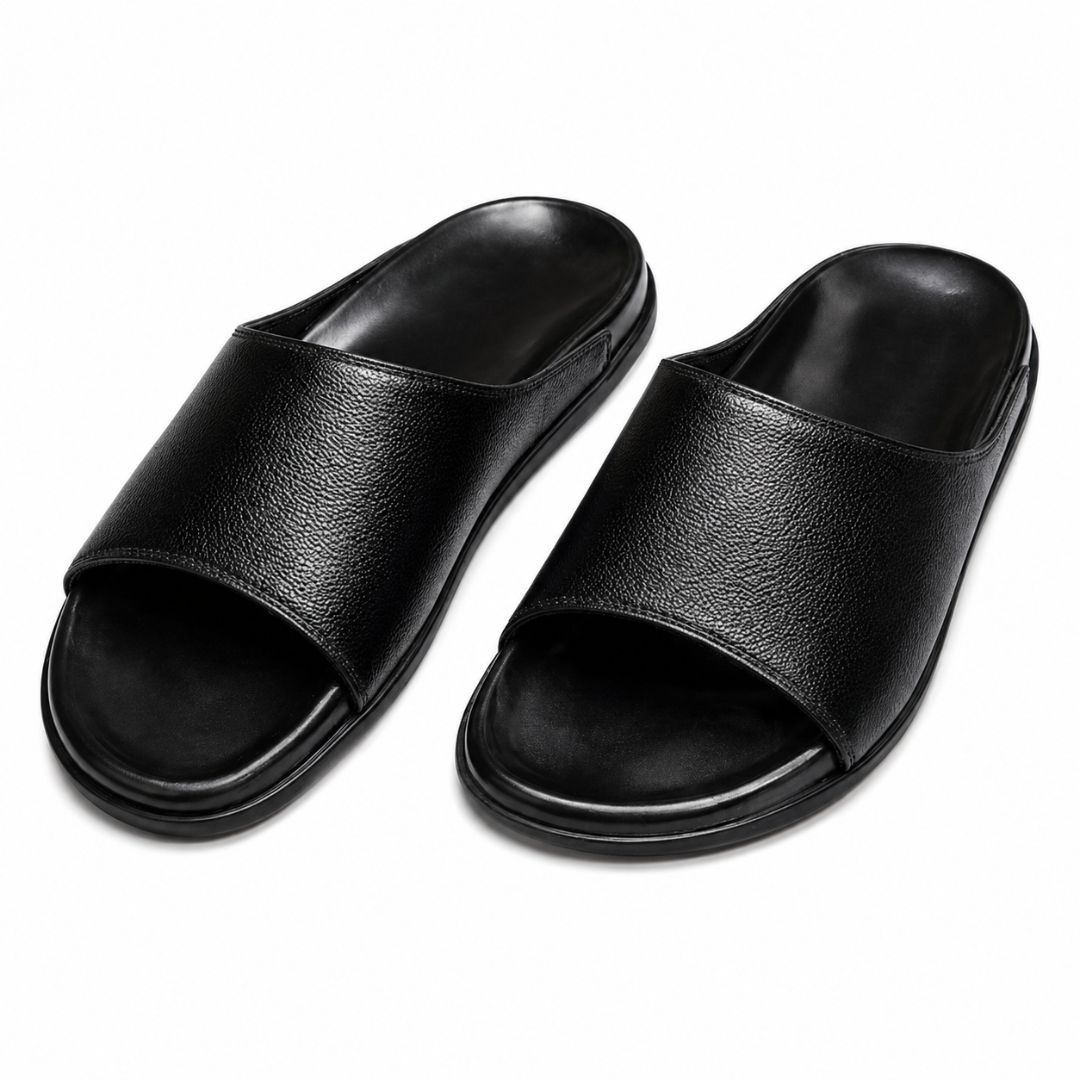 Black Open Toe Slip On Sandal