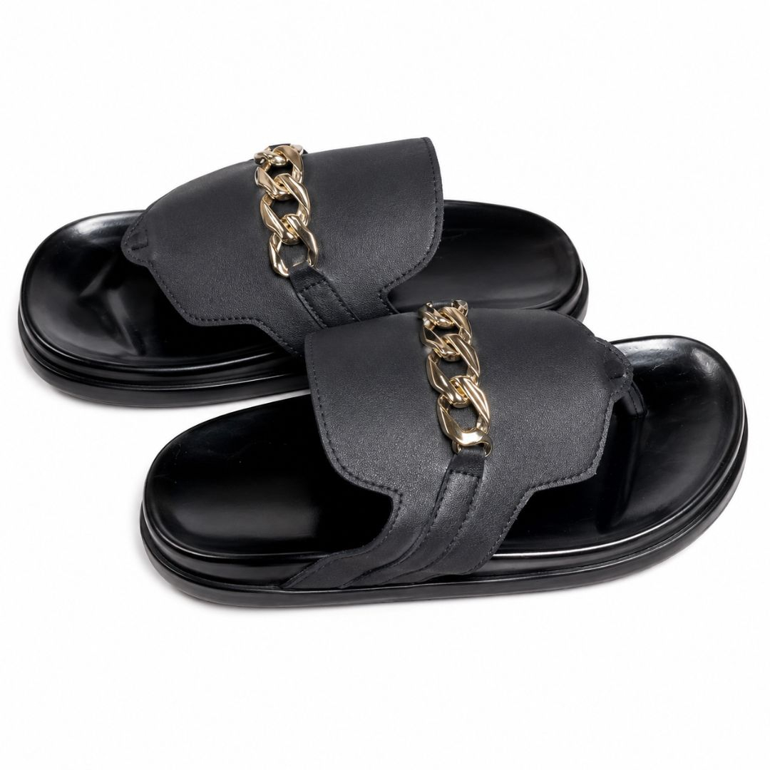 Mens Black Rubber Slippers