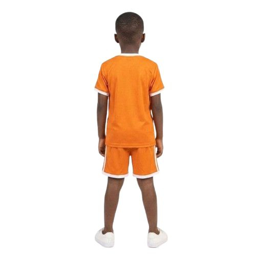 Kids Orange Two Piece Sports Shorts and T Shirt Set