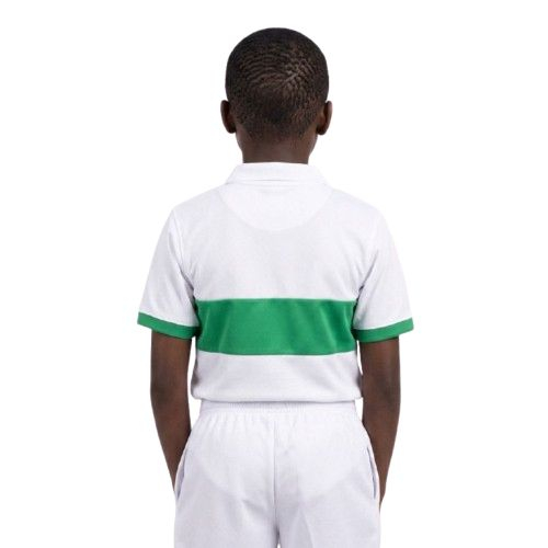 Kids White and Green Color Block Polo Shirt