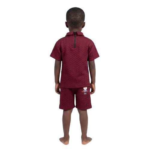 Two Piece Kids Short Sleeve Polo Shirt and Shorts Set