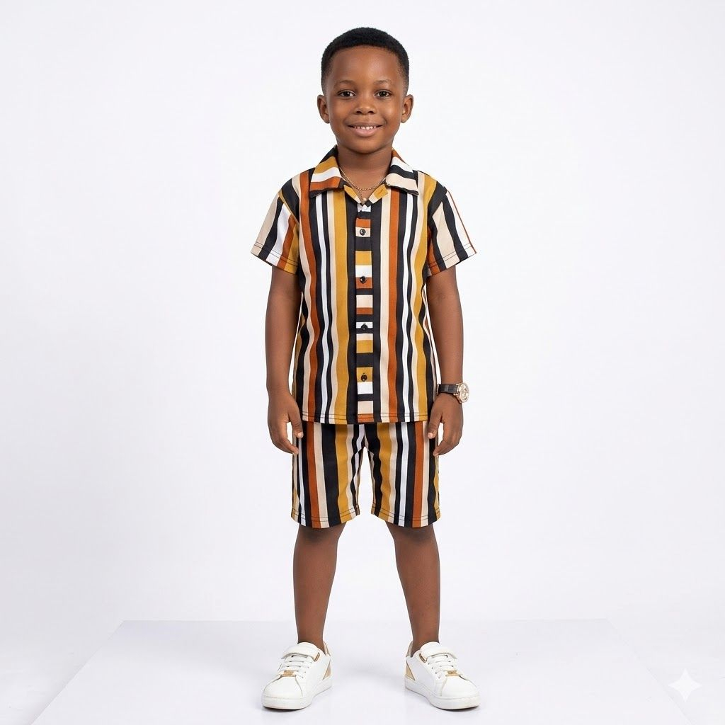 Artisanal Ochre and Earth Multi Stripe Sport Set
