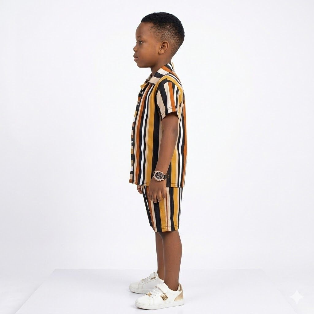 Artisanal Ochre and Earth Multi Stripe Sport Set