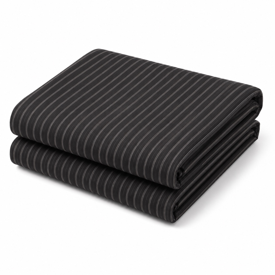 Black Pinstripe Luxury Suiting Fabric Material