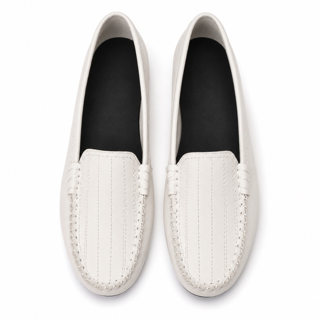 White Handmade Leather Loafers