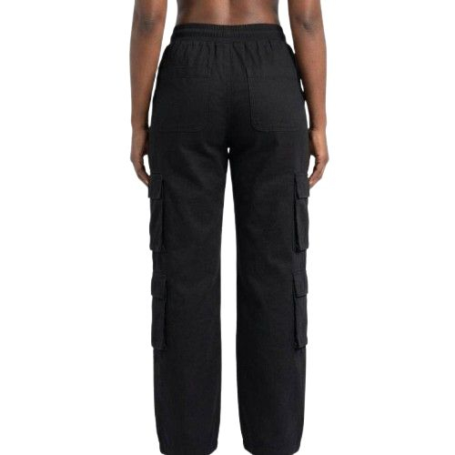 Black Cargo Trousers with Drawstring Waist