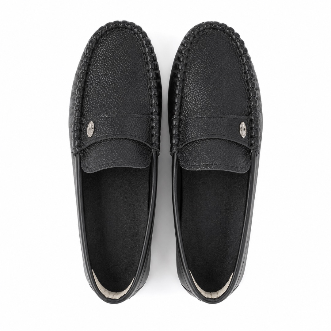 Black Leather Loafers with Classic Design