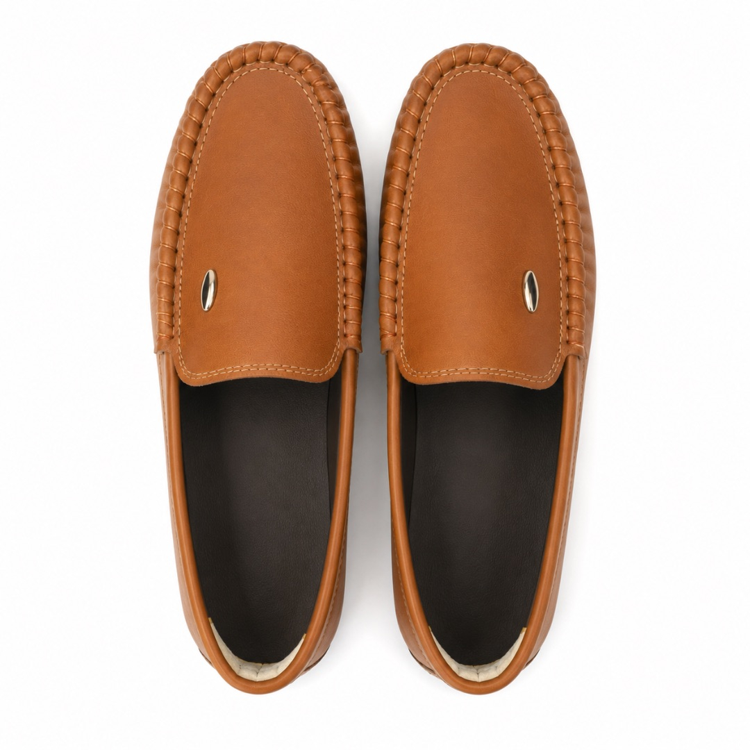 Tan Brown Classic Leather SlipOn Loafers