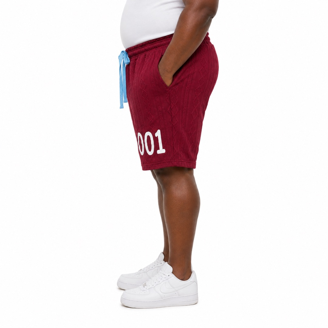 Mens Burgundy Drawstring Casual Shorts