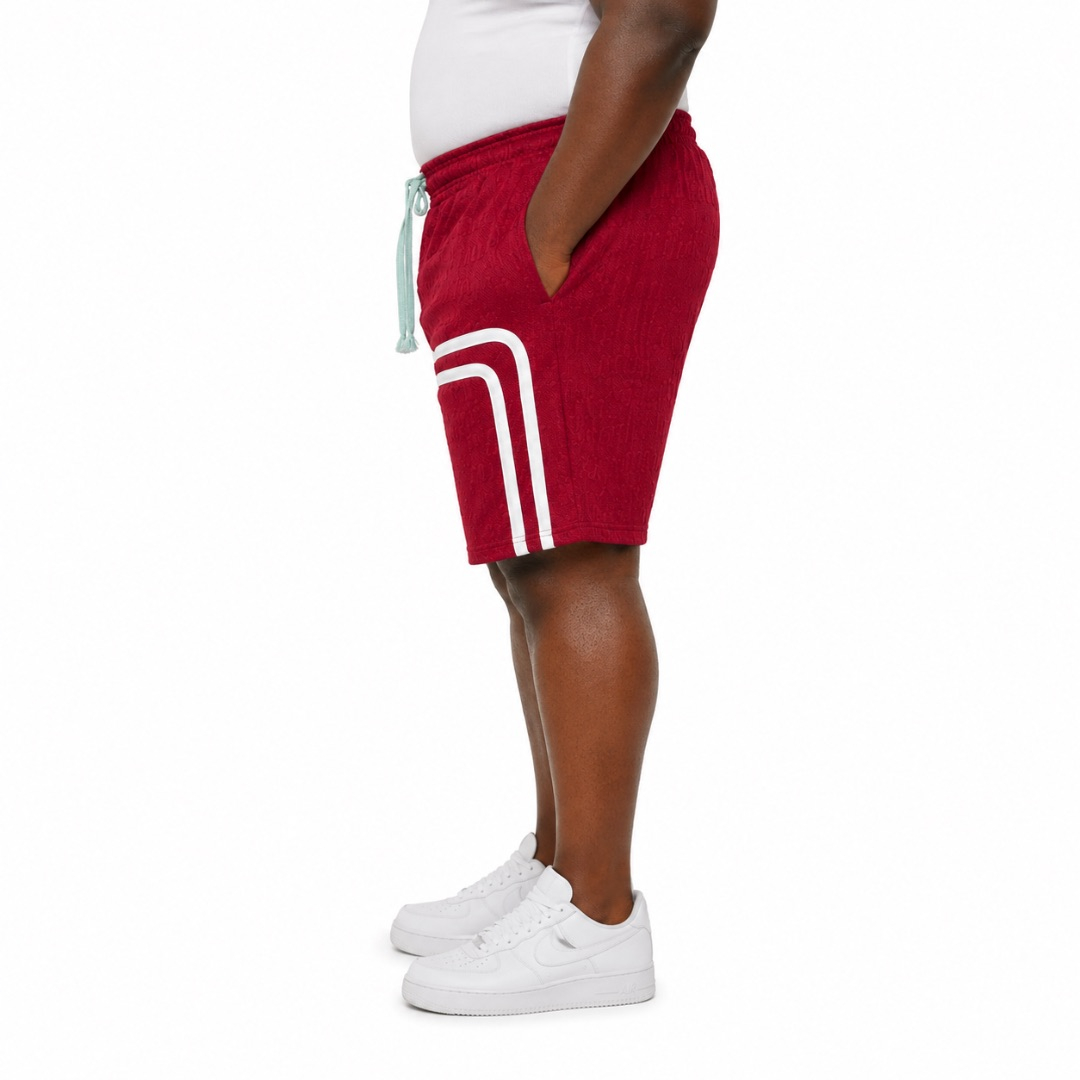 Mens Burgundy Athletic Casual Shorts