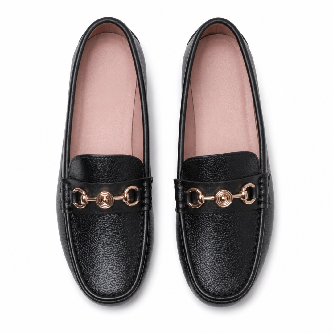 Mens Black Luxury Horsebit Loafers