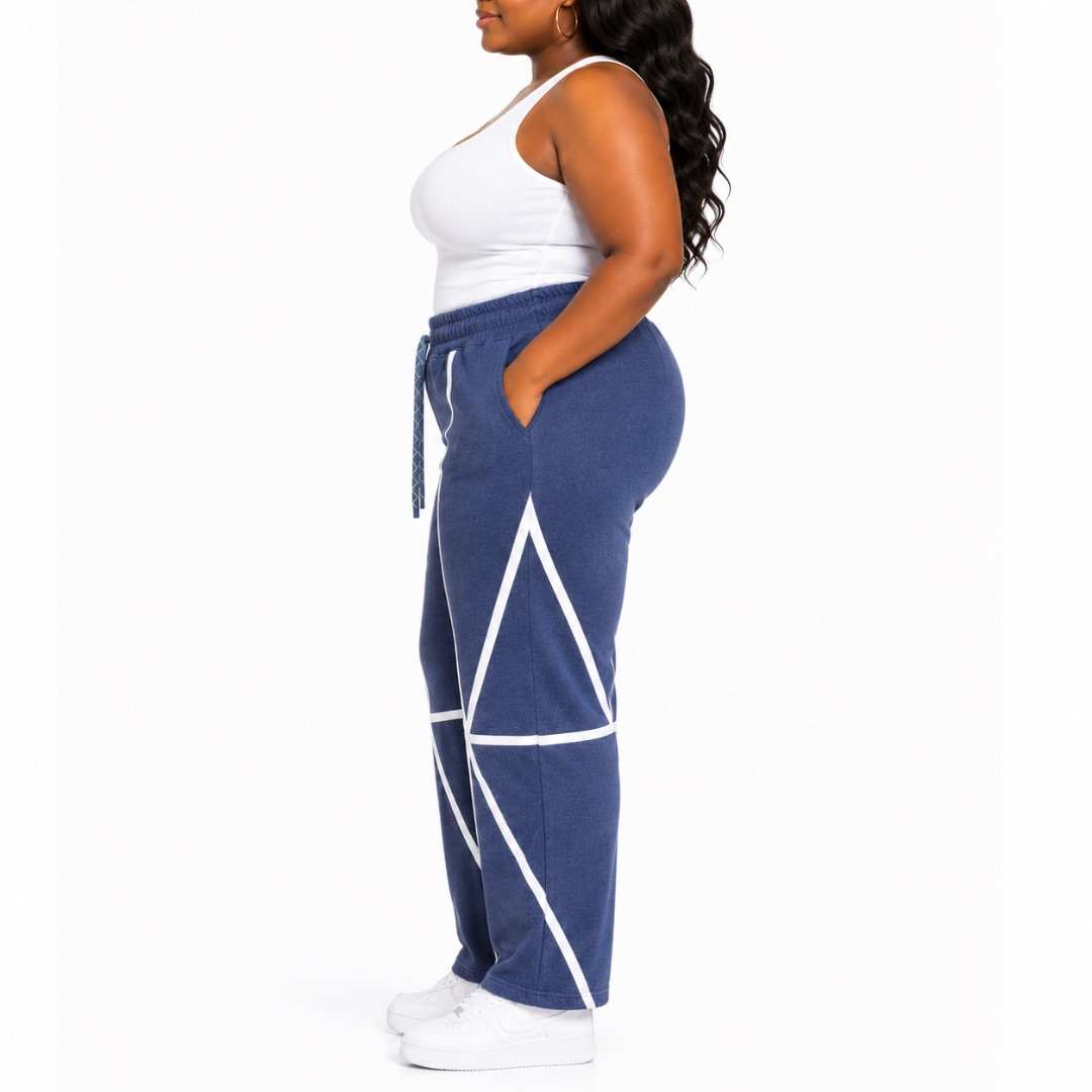 Unisex Charcoal Grey Abstract Line Casual Sweatpants