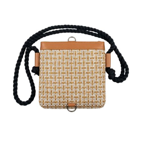 Womens Woven Pattern Rope Strap Crossbody Pouch Bag