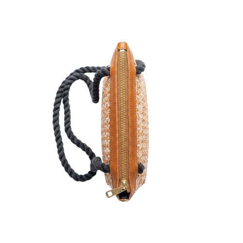 Womens Woven Pattern Rope Strap Crossbody Pouch Bag