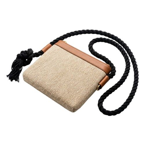 Minimalist Woven Canvas Crossbody Bag with Braided Rope Strap