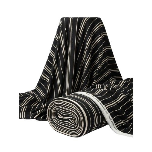 Classic Black and White Vertical Stripe Apparel Fabric