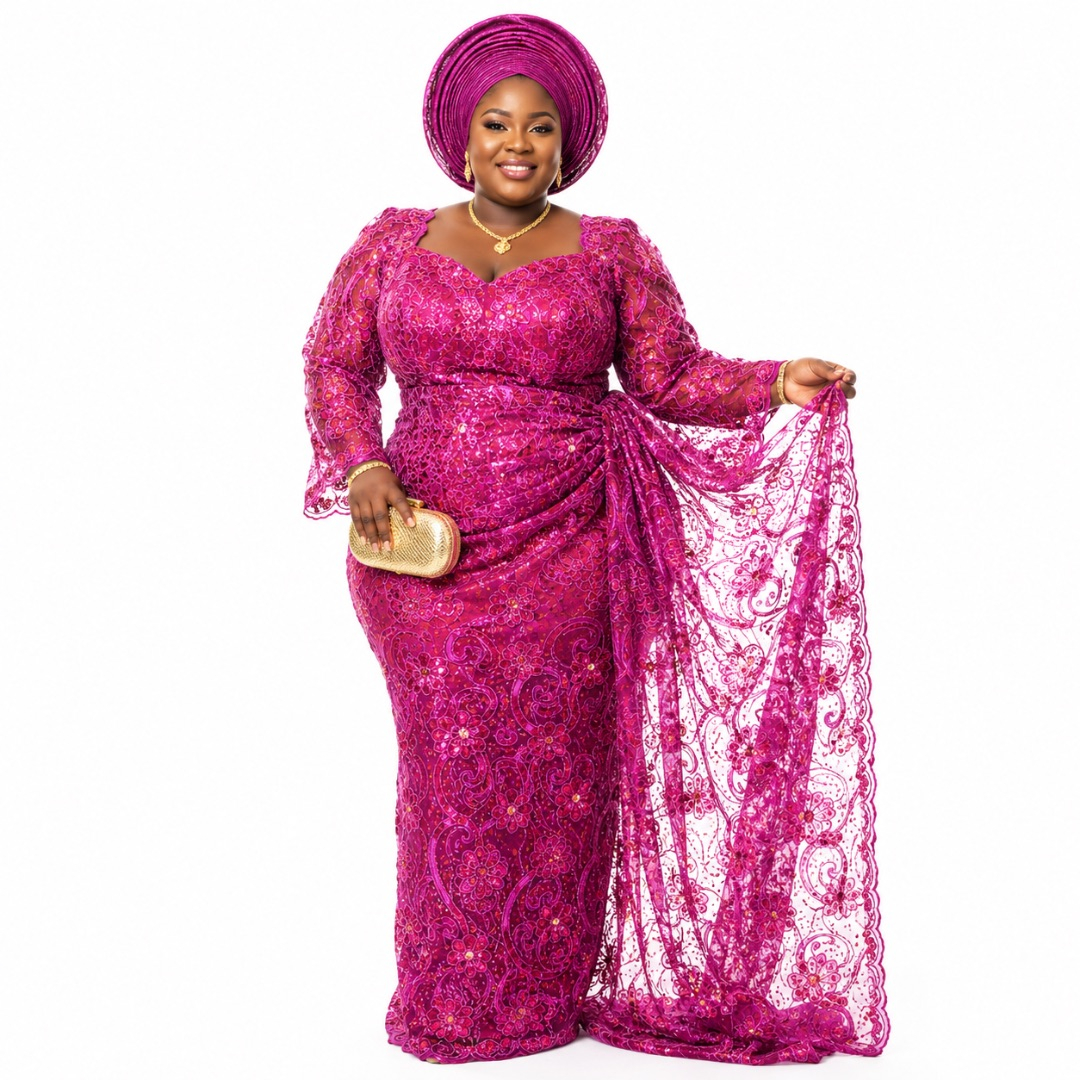 Luxury Fuchsia Pink Paisley Sequin Lace Fabric