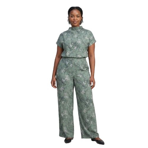 Sage Green Butterfly and Floral Print Fabric