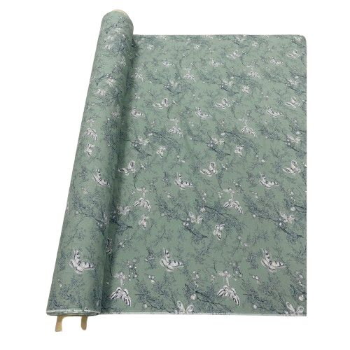 Sage Green Butterfly and Floral Print Fabric