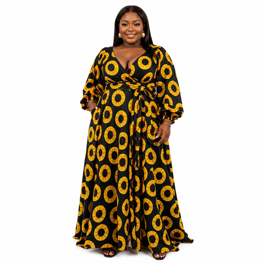 Luxury Black and Gold Circular Print vintage Fabric