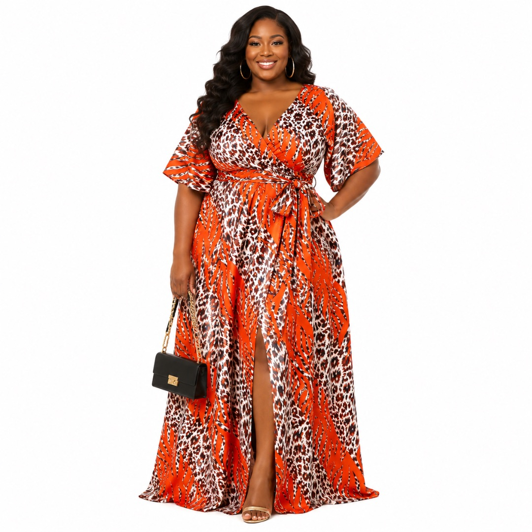 Luxury Orange Animal Print vintage Fabric