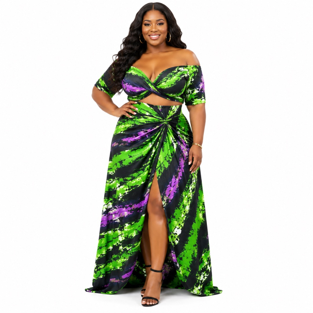 Luxury Neon Green Abstract Print vintage Fabric