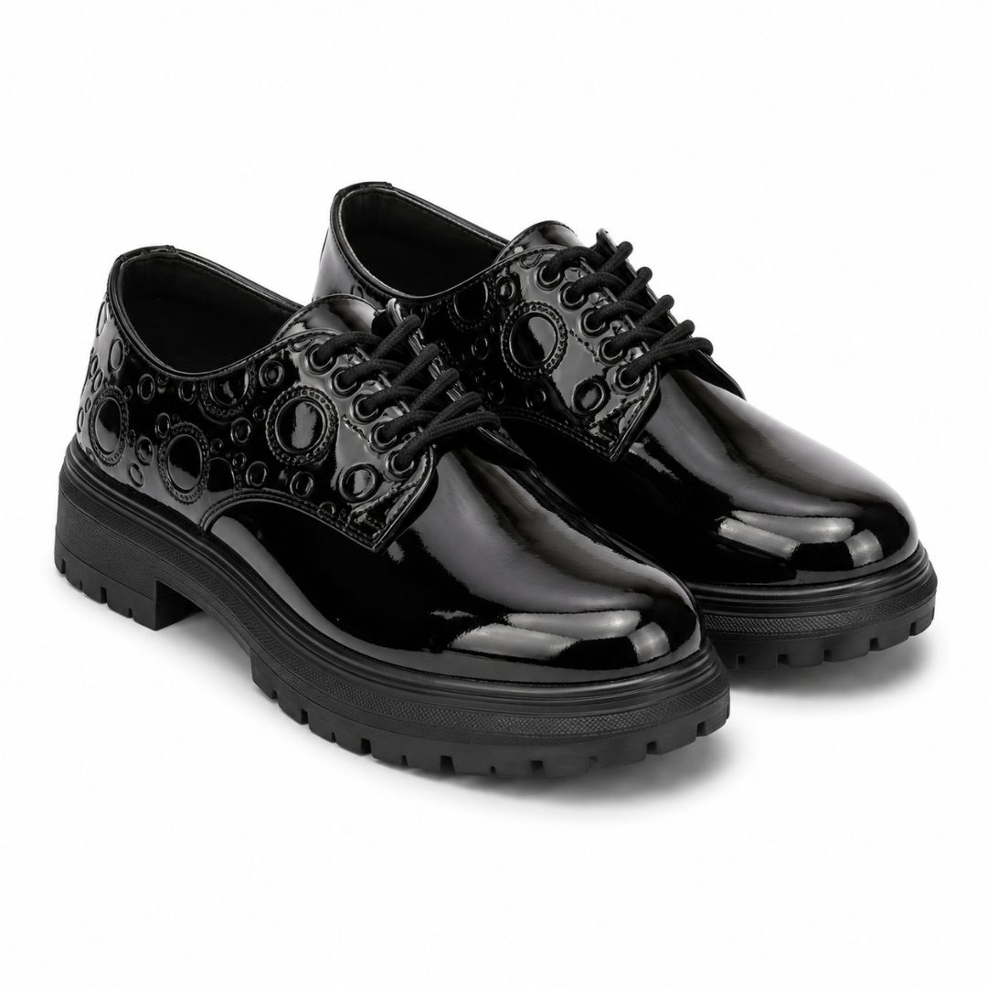 Mens Black Patent Leather Plain Toe Formal Shoes