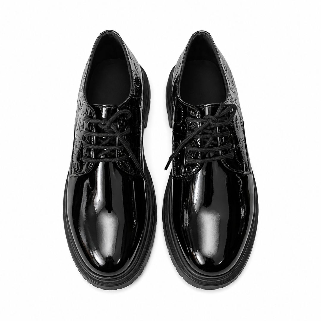 Mens Black Patent Leather Plain Toe Formal Shoes