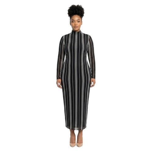 Classic Black and White Vertical Stripe Apparel Fabric